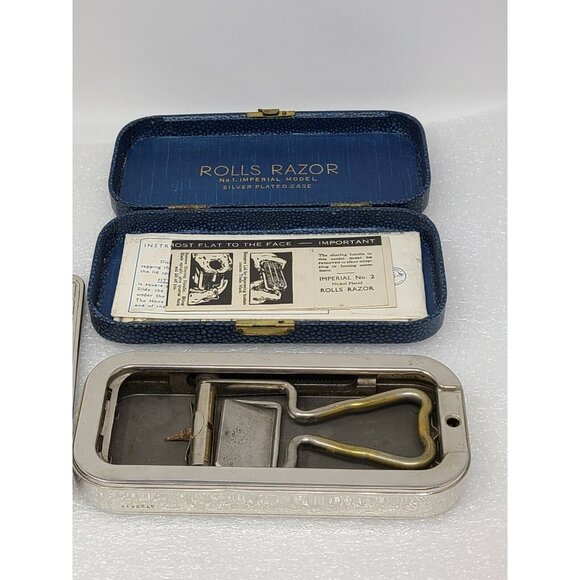 Vintage Rolls Razor No. 1 Imperial Model Silver Plated Case IOB w/Instructions